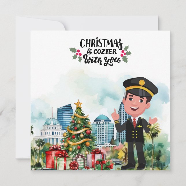 Cartes Pour Fêtes Annuelles Temps de Noël pilote en Floride (Devant)