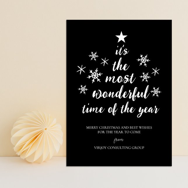 Cartes Pour Fêtes Annuelles Temps le plus merveilleux de l'année Black Script  (Créateur téléchargé)