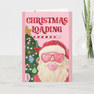 Cartes Pour Fêtes Annuelles Tendance Rose "Chargement de Noël" Cool Père Noël