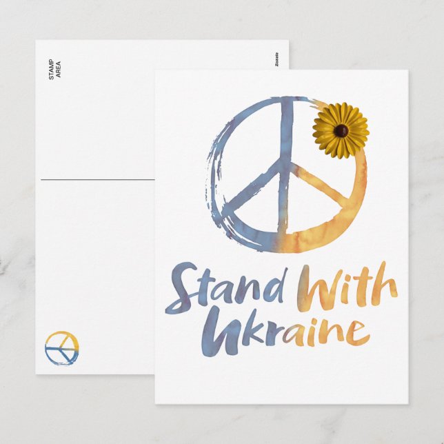 Cartes Pour Fêtes Annuelles Tenir avec l'Ukraine - Symbole de la Paix Signe To (Devant / Derrière)