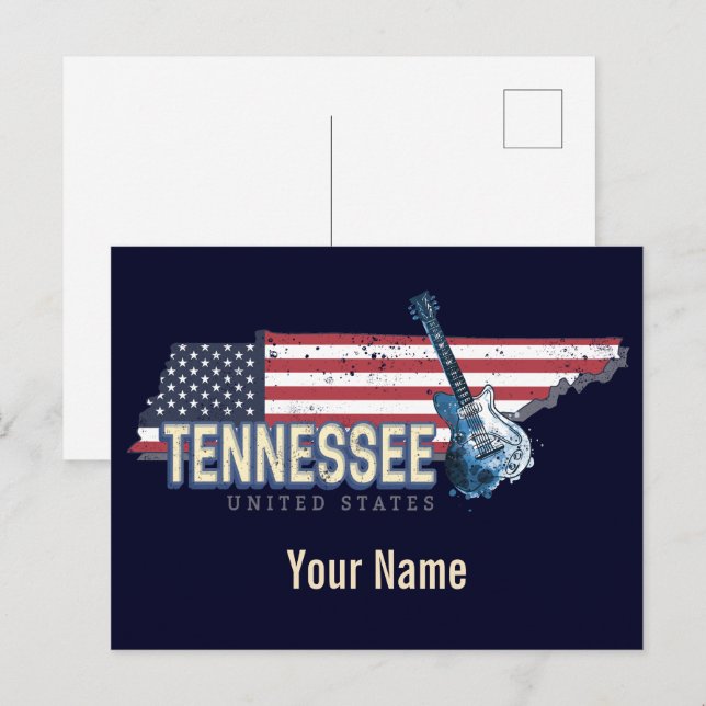 Cartes Pour Fêtes Annuelles Tennessee États-Unis Retro State Vintage USA (Devant / Derrière)