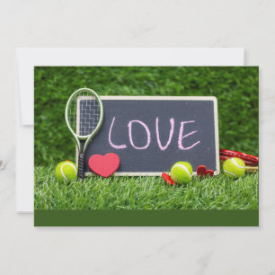 Cartes Pour Fêtes Annuelles Tennis avec AMOUR sur gazon vert