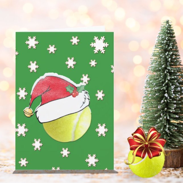 Cartes Pour Fêtes Annuelles Tennis Ball With Santa Hat Christmas Card (Créateur téléchargé)