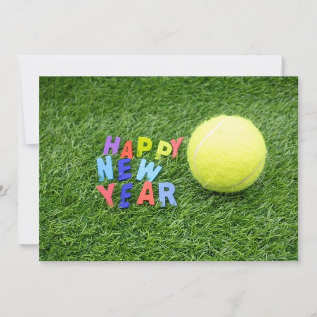 Cartes Pour Fêtes Annuelles Tennis bonne année & balle de tennis pour joueur  (Devant)