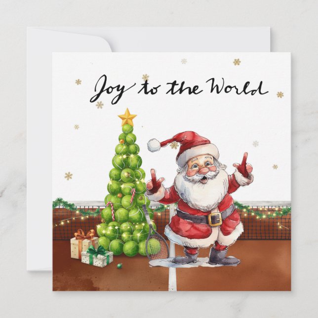 Cartes Pour Fêtes Annuelles Tennis Christmas tree and Santa Claus on the court (Devant)