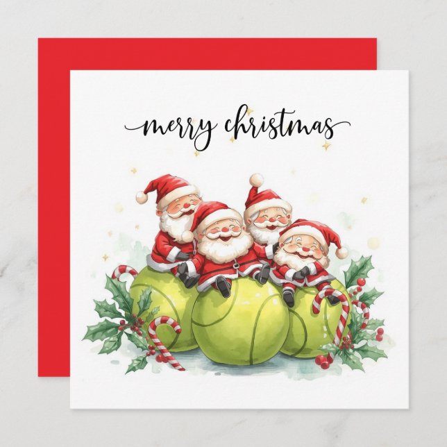 Cartes Pour Fêtes Annuelles Tennis Christmas with tennis themed  (Devant / Derrière)