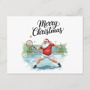 Cartes Pour Fêtes Annuelles Tennis de Noël avec le Père Noël sur le court
