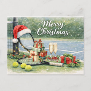 Cartes Pour Fêtes Annuelles Tennis de Noël avec raquette et balle sur le court