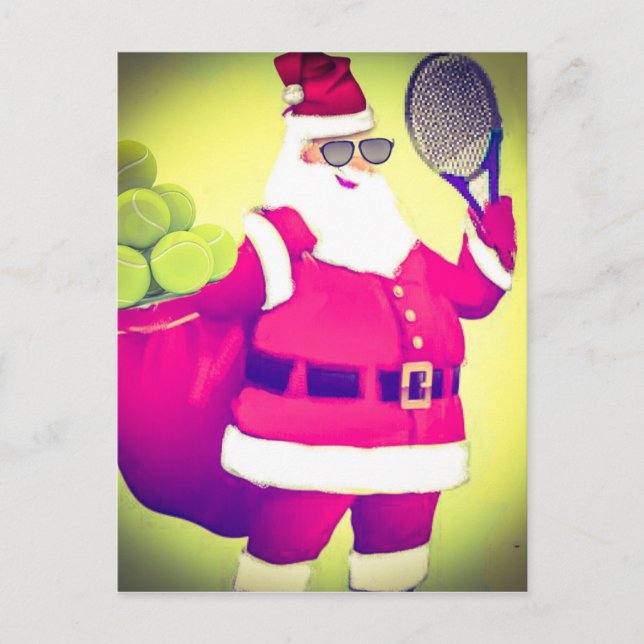 Cartes Pour Fêtes Annuelles Tennis de Santa Handles (Devant)