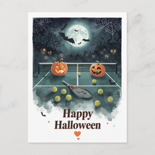 Cartes Pour Fêtes Annuelles Tennis Halloween pour Joueur de Tennis avec raquet (Devant)