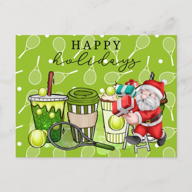 Cartes Pour Fêtes Annuelles Tennis Joyeuses vacances avec le Père Noël pour le (Devant)