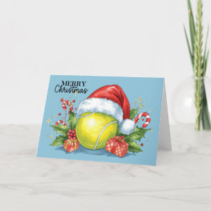 Cartes Pour Fêtes Annuelles Tennis Joyeux Noël balle de tennis sur le court H