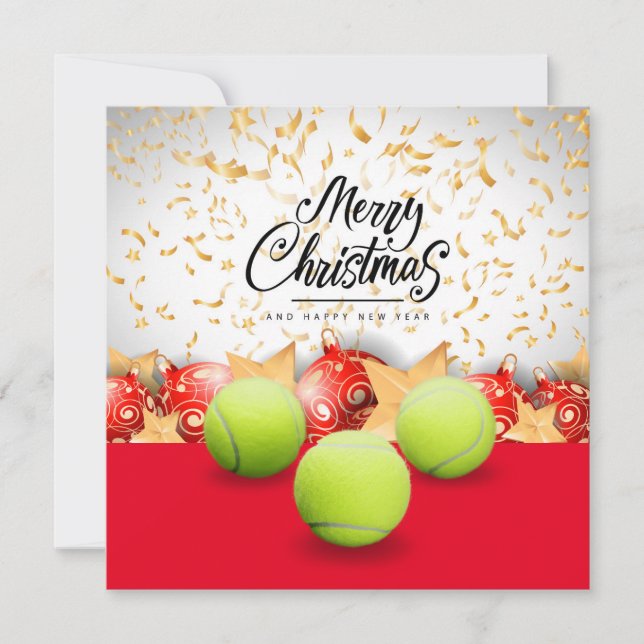 Cartes Pour Fêtes Annuelles Tennis Joyeux Noël et Bonne Année (Devant)