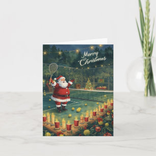 Cartes Pour Fêtes Annuelles Tennis Joyeux Noël Père Noël sur le court