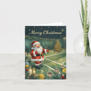 Cartes Pour Fêtes Annuelles Tennis Joyeux Noël Père Noël sur le court