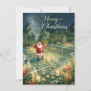 Cartes Pour Fêtes Annuelles Tennis Joyeux Noël Père Noël sur le court