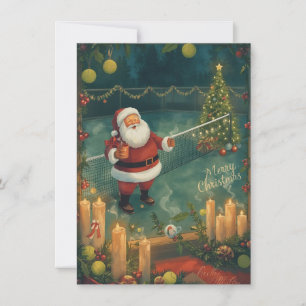 Cartes Pour Fêtes Annuelles Tennis Joyeux Noël Père Noël sur le court