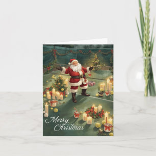 Cartes Pour Fêtes Annuelles Tennis Joyeux Noël Père Noël sur le court