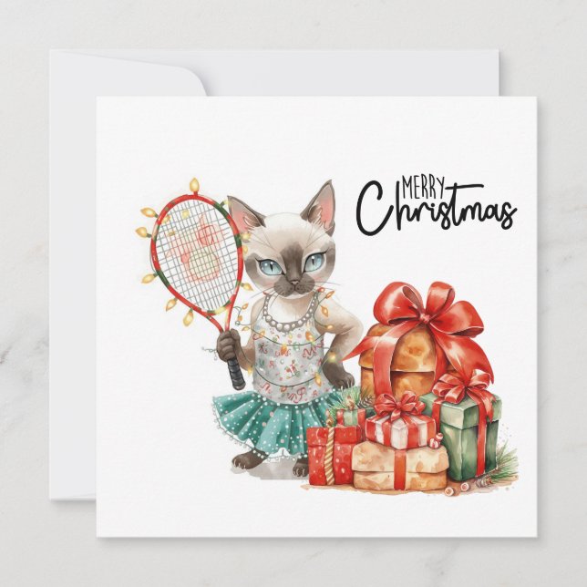 Cartes Pour Fêtes Annuelles Tennis Joyeux Noël pour les Amoureux de les chats (Devant)