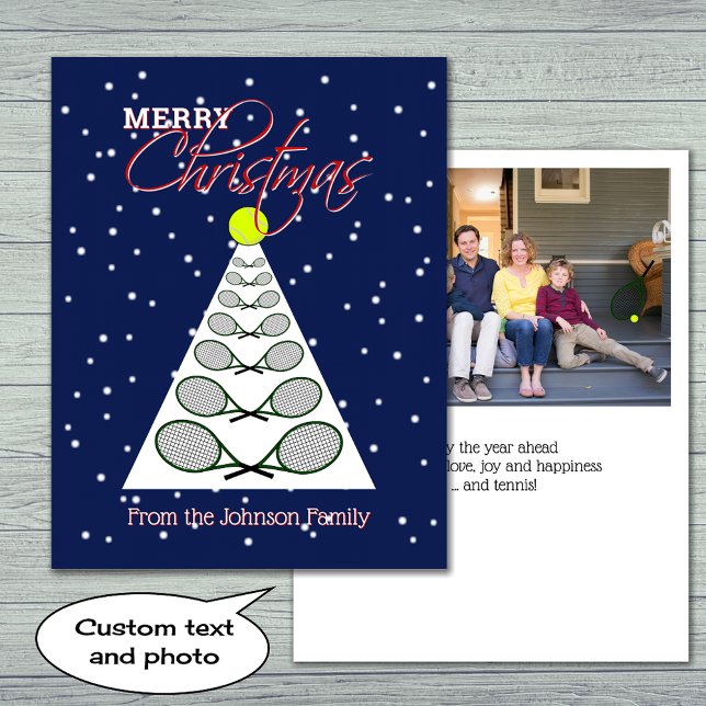 Cartes Pour Fêtes Annuelles Tennis noël arbre et photo de famille (Créateur téléchargé)