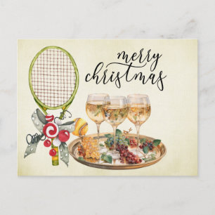 Cartes Pour Fêtes Annuelles Tennis Noël avec aquarelle raquette