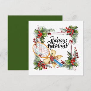 Cartes Pour Fêtes Annuelles Tennis Noël avec aquarelle raquette