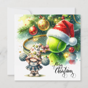 Cartes Pour Fêtes Annuelles Tennis Noël avec balle de tennis et raquette