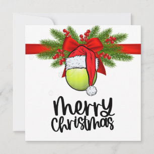 Cartes Pour Fêtes Annuelles Tennis Noël avec balle de tennis et Santa hat H