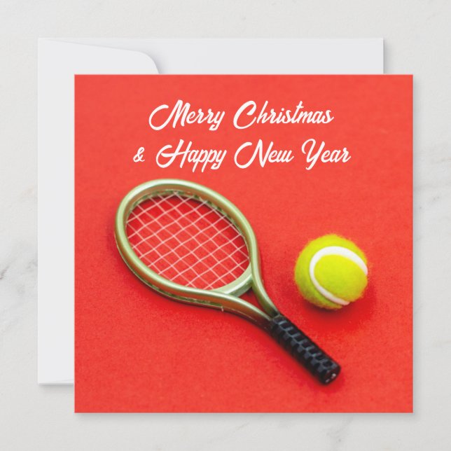 Cartes Pour Fêtes Annuelles Tennis Noël avec balle de tennis pour joueur (Devant)