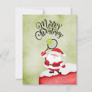 Cartes Pour Fêtes Annuelles Tennis Noël avec le Père Noël  aquarelle