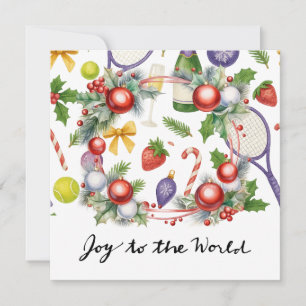 Cartes Pour Fêtes Annuelles Tennis Noël avec raquette et couronne de Noël