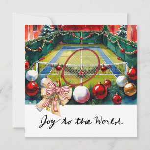 Cartes Pour Fêtes Annuelles Tennis Noël avec raquette et couronne de Noël