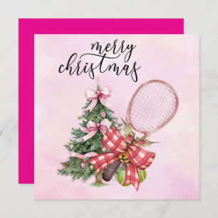 Cartes Pour Fêtes Annuelles Tennis Noël avec raquette et couronne de Noël