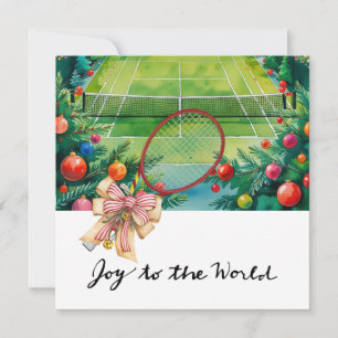 Cartes Pour Fêtes Annuelles Tennis Noël avec raquette et couronne de Noël