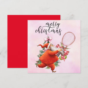 Cartes Pour Fêtes Annuelles Tennis Noël avec raquette et couronne de Noël