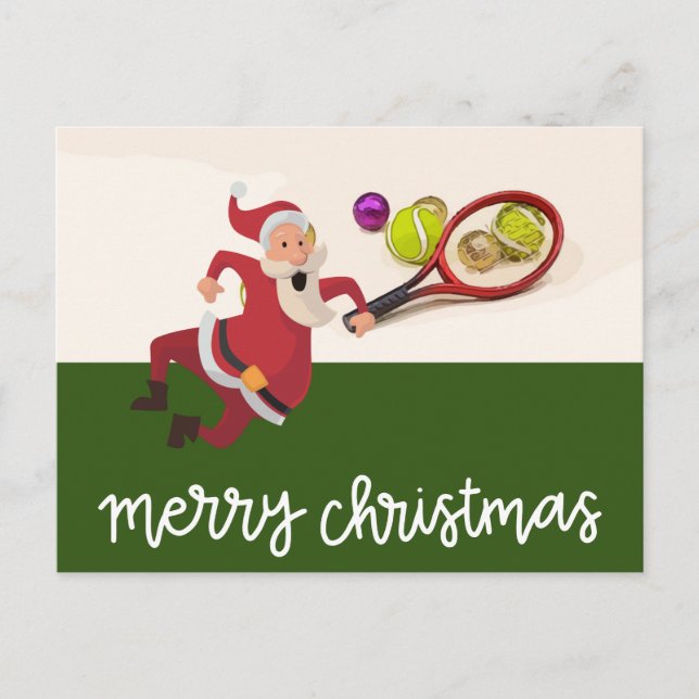Cartes Pour Fêtes Annuelles Tennis Noël avec Santa Claus (Devant)