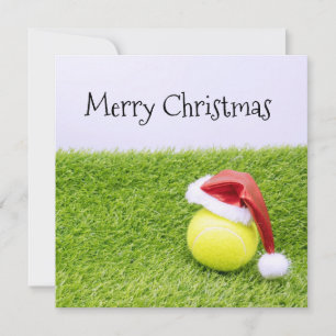 Cartes Pour Fêtes Annuelles Tennis Noël & tennis balle et Santa hat