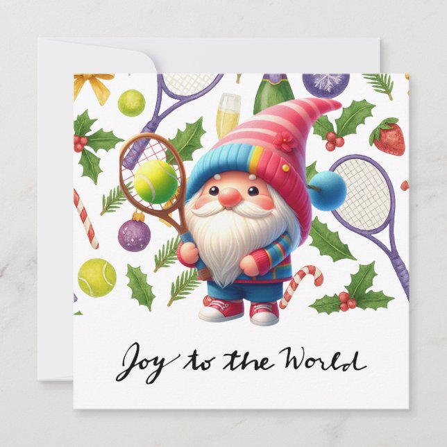 Cartes Pour Fêtes Annuelles Tennis Noël thème avec raquette et balle (Devant)