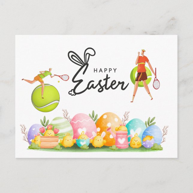 Cartes Pour Fêtes Annuelles Tennis Pâques vacances pour le joueur de tennis (Devant)