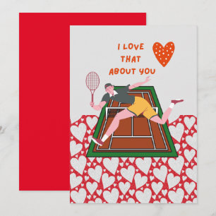 Cartes Pour Fêtes Annuelles Tennis Saint-Valentin avec AMOUR pour Joueur rouge