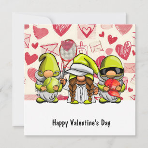 Cartes Pour Fêtes Annuelles Tennis Saint-Valentin avec cœurs Amour Vacances Ca