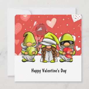 Cartes Pour Fêtes Annuelles Tennis Saint-Valentin avec cœurs Amour Vacances Ca