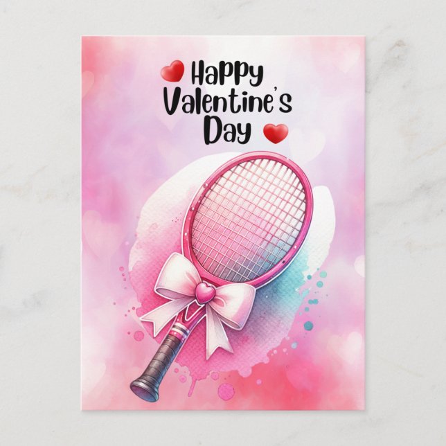 Cartes Pour Fêtes Annuelles TENNIS Saint Valentin pour jouer avec amour (Devant)