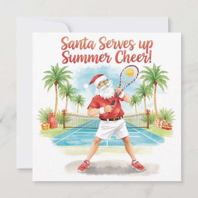 Cartes Pour Fêtes Annuelles Tennis Santa Claus thème de Noël (Devant)