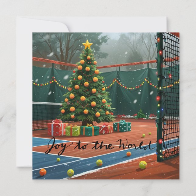 Cartes Pour Fêtes Annuelles Tennis sapin de Noël sur le court (Devant)