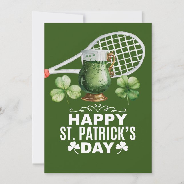 Cartes Pour Fêtes Annuelles Tennis St. Patrick's day pour joueur de tennis (Devant)