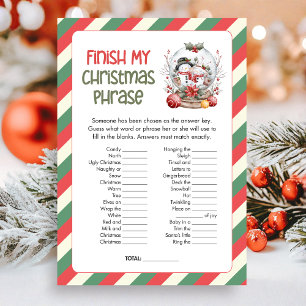 Cartes Pour Fêtes Annuelles Terminer le jeu de phrases de Noël