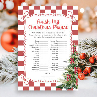 Cartes Pour Fêtes Annuelles Terminer le jeu de phrases de Noël