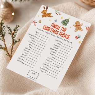 Cartes Pour Fêtes Annuelles Terminez le jeu de phrases de Noël