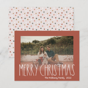 Cartes Pour Fêtes Annuelles Terracotta Boho Polka Dot Christmas Faded Photo